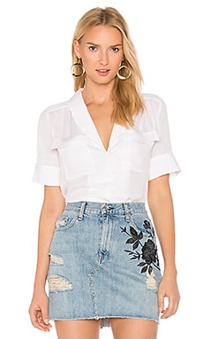 Denim mixed shawl collar shirt - FRAME