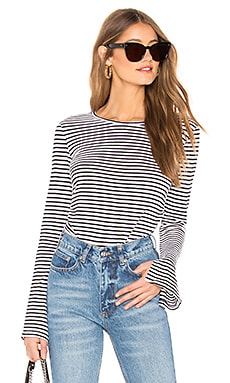 

Футболка shirred bell sleeve - FRAME, Black & white, Полоска
