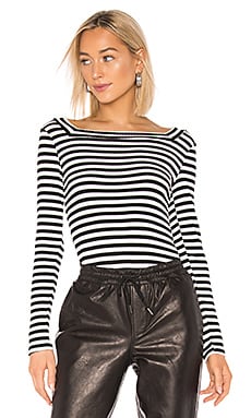 

Топ с длинным рукавом stripe bateau - FRAME, Black & white, Полоска