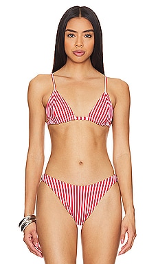 Asymmetrical padded bikini top - Cerise - Ladies