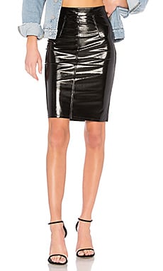 FIORUCCI Margot Skinny Skirt in Black Vinyl | REVOLVE