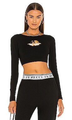 FIORUCCI Angels Long Sleeve Vest in Black | REVOLVE