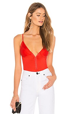 fleur du mal Sexy Cotton Triangle Bodysuit in Foxy Red