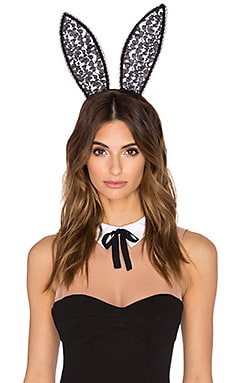 fleur du mal x PLAYBOY Lace Bunny Ears in Black