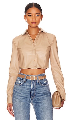 Faux Leather Cropped Shirt