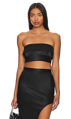 Commando Faux Leather Bandeau Bralette in Black