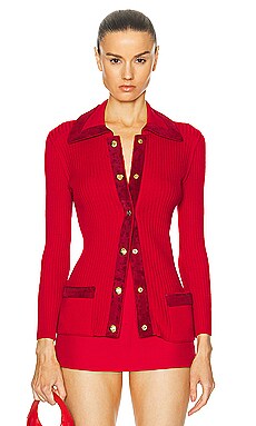 Lenon Cloud Knit Button Up Cardigan - Red Velvet