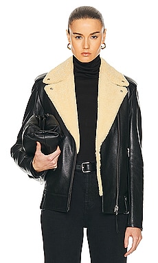 Helsa 80s Oversized Faux Shearling Jacket in Black