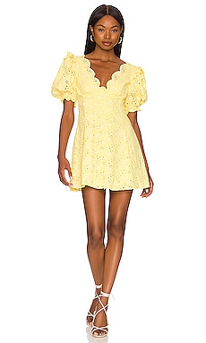 Puff sleeve yellow outlet dress