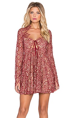 For Love & Lemons Charlie Mini Dress in Red & Nude | REVOLVE