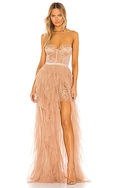 RENT For Love & Lemons Bustier Gown in Rust- RRP £359