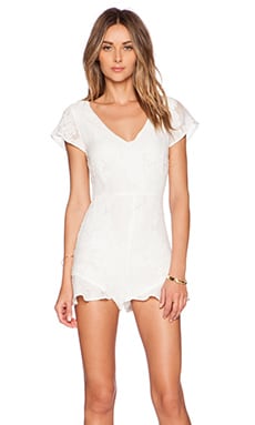 SIMKHAI Christina Linen Cover Ups Strappy Romper in White