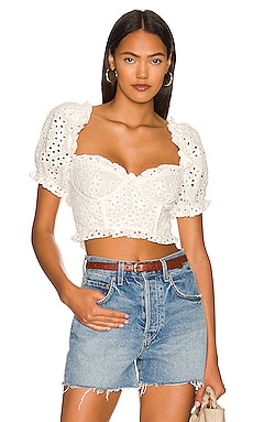 By Together Becca Deep-V Ribbed Crop-White