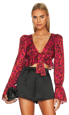 Product image of For Love & Lemons Davina Tie Front Blouse. Click to view full details