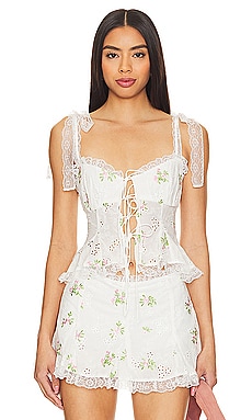 Zimmermann Admire Fluted Bustier Top in Floral