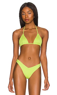 Tia Plisse Bikini Top in Yellow. Revolve Women Sport & Swimwear Swimwear Bikinis Triangle Bikinis 