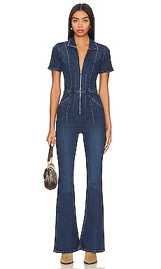 Free People Jayde Flare Jumpsuit in Black Mamba