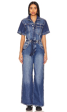 Free People Crvy 2nd Ave One Piece Jumpsuit in Curulean