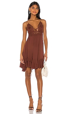 

Мини платье adella - Free People, Коричневый, Майка