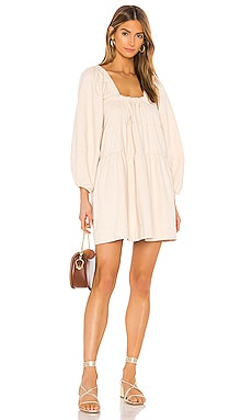 

Обегающее сверху и плиссированное от пояса платье blue jean - Free People, Кремовый, Прямое и свободное