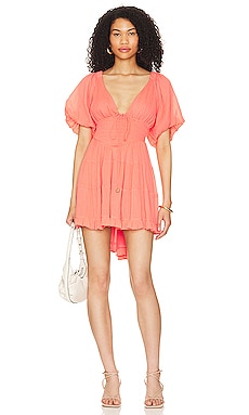 Free People Cora Dress - Coral Red Mini Dress - Embroidered Dress - Lulus