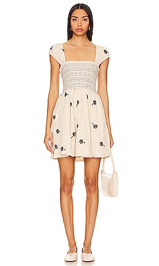 Free People Like A Lady Print Minidress, Size X-Small - Ivory