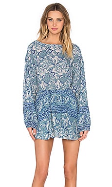 Free People Sun Printed Dress in Washed Blue | REVOLVE