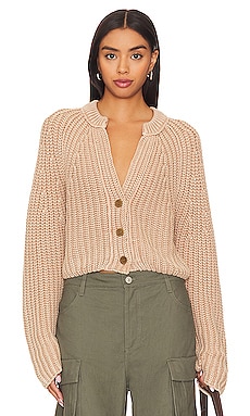525 Cropped Cable Cardigan in Oat