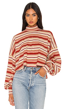 CAROLINE CONSTAS Mirabel Sweater in Black Camel Stripe