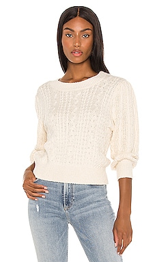 Free People Villa Cable Pullover in Ivory REVOLVE