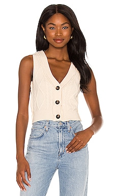 Free People Denson Cable Vest in Cream 