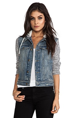 Free people knit 2025 hooded denim jacket