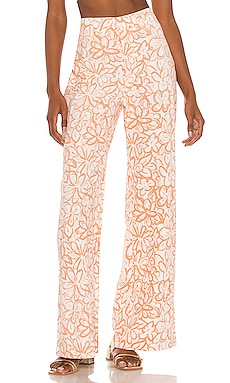 Free People Love So Right Wide Leg Pant in Peach Combo | REVOLVE
