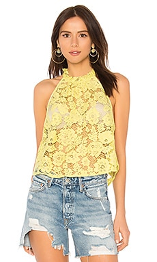 Free People Sweet Meadow Dreams Lace Top in Chartreuse | REVOLVE