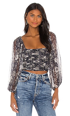 Free People Lilia Top in Navy Combo | REVOLVE