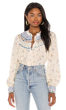 Free People Paloma Printed Blouse in Tea Combo | REVOLVE