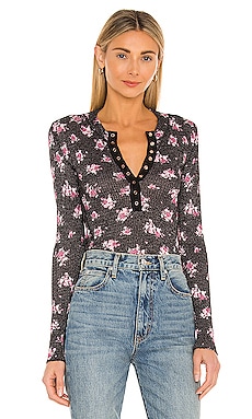 

Топ на пуговицах one of the girls printed - Free People, Черный, В цветочек