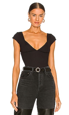 Free People Seamless V Neck Cami in Black