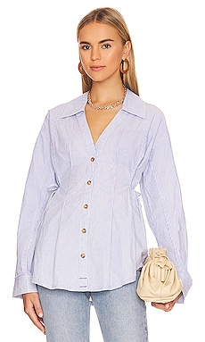 Mika Shirt - Blue And White Stripe by ANINE BING at ORCHARD MILE