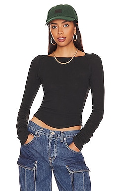 LUNYA Soft Modal Rib Underpin Long Sleeve in Immersed Black