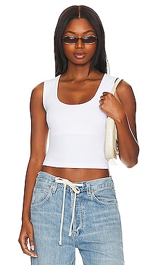 LPA Crochet Drawstring Crop Top in White