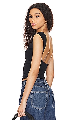 Free People Low Back Solid Seamless Top in Black