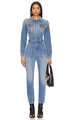 We the Free People Care FP Townes Blue Denim Coverall Jumpsuit Size S NEW