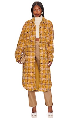 Product image of Good American Long Plaid Sherpa Shacket. Click to view full details