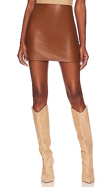 Kookai brown hotsell leather skirt