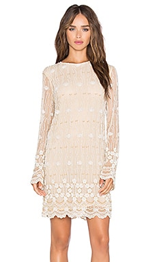 embellished shift dress with long sleeves