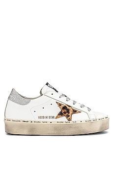 Golden Goose Hi Star Sneaker in White Leather, Leopard & Lurex Lace ...