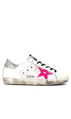 Golden Goose Superstar Sneaker in White, White & Pink Star | REVOLVE
