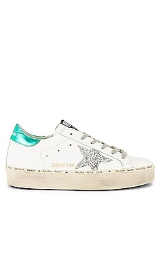 Golden Goose Hi Star Sneaker in White, Silver & Aquamarine | REVOLVE