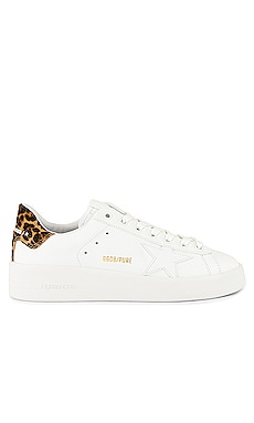 Golden Goose Pure Star Sneaker in White & Brown Leopard | REVOLVE